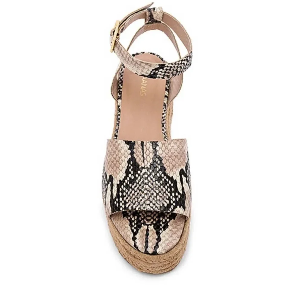 NWT KAANAS Women's Trinidad Espadrille Platofrm Wedge Ankle Strap Sandal Size 7